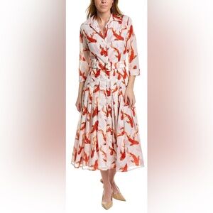 Samantha Sung Orange and White Koi Dress, Size 10